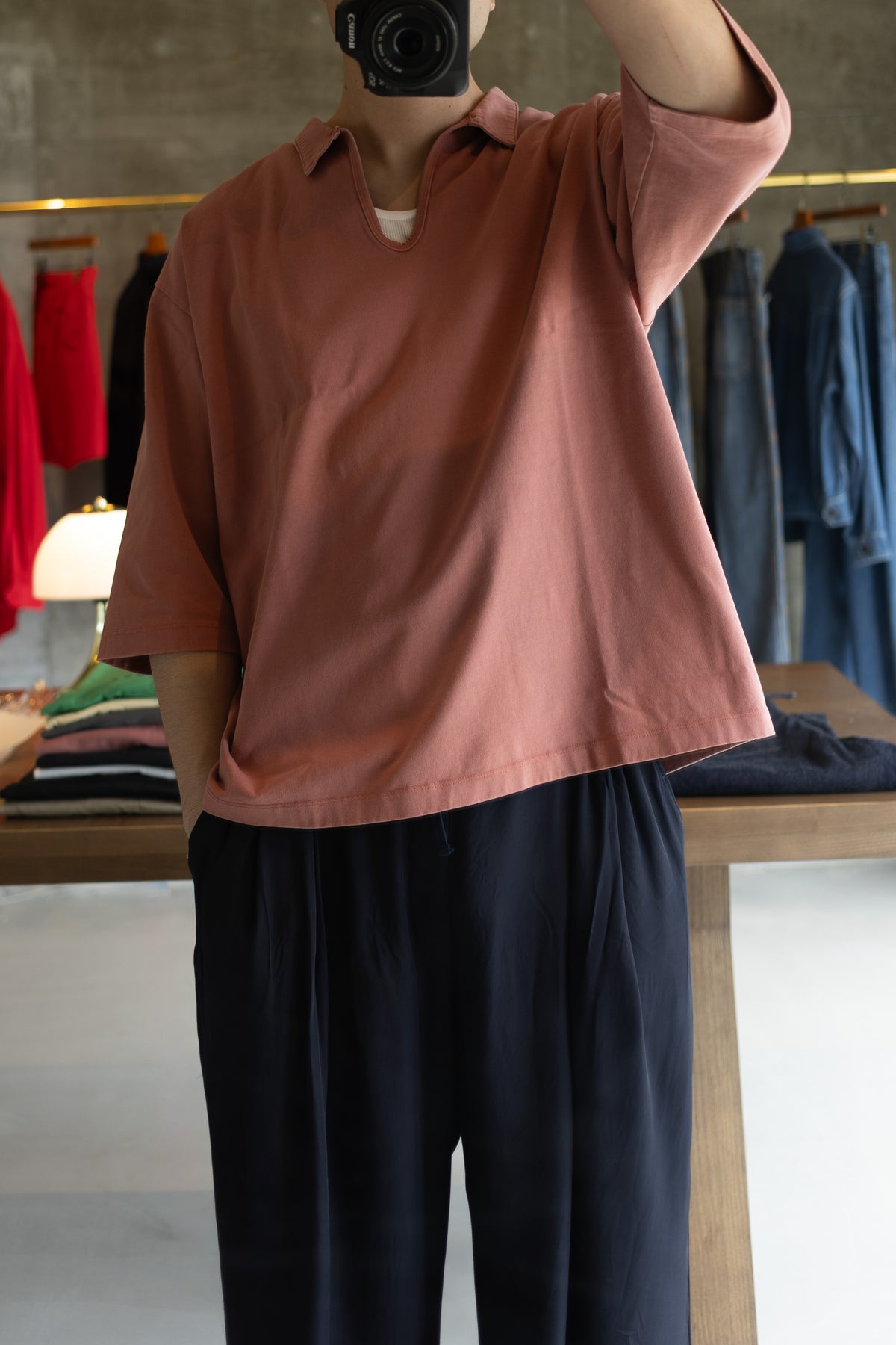 PLATING JERSEY SKIPPER T-SHIRT - CORAL RED