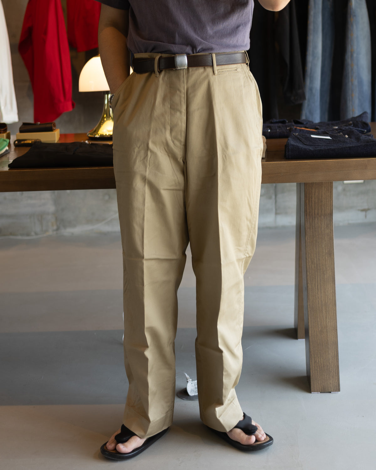 OFFICER TROUSERS(WIDE) - KHAKI BEIGE