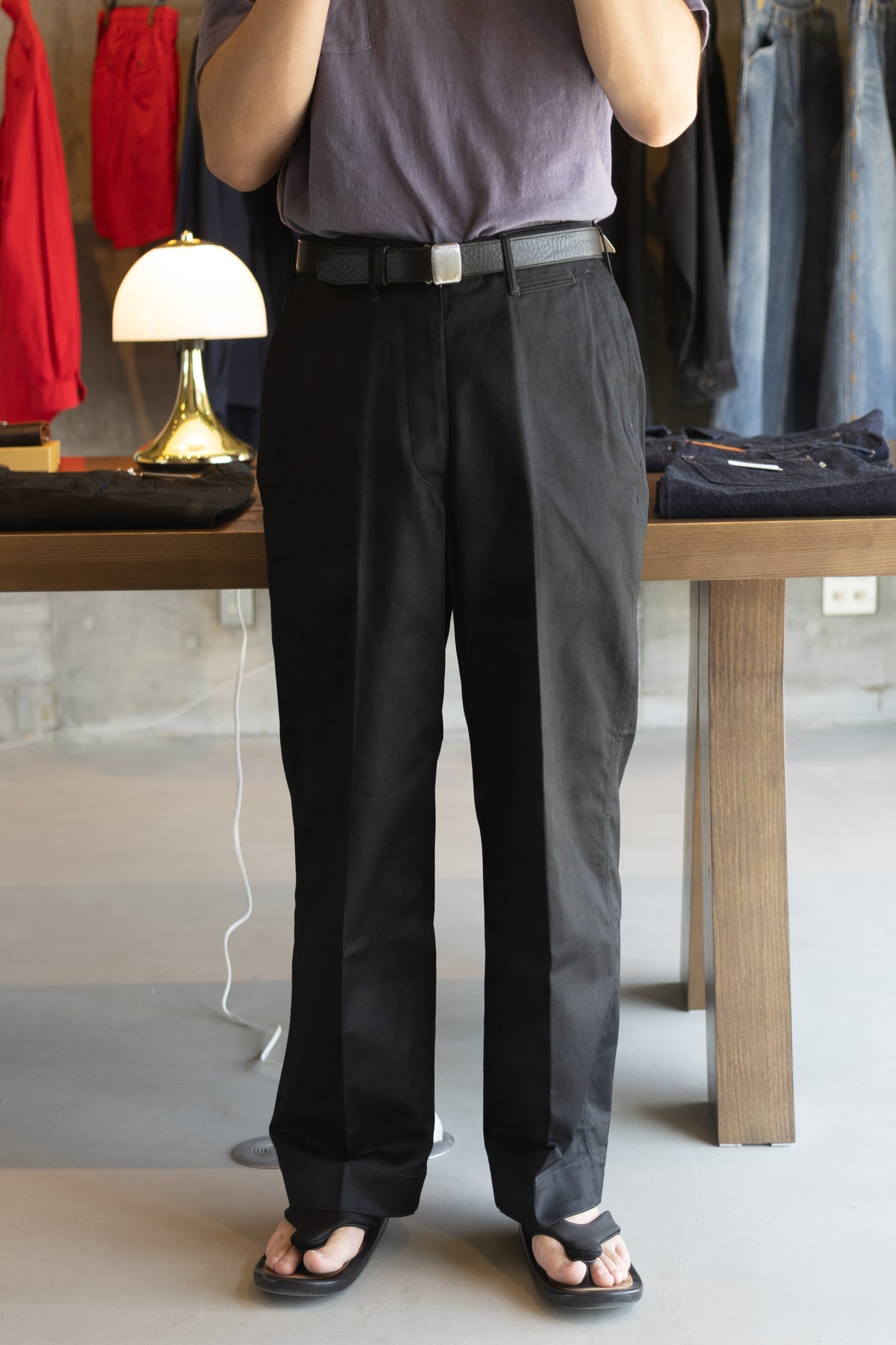 OFFICER TROUSERS(WIDE) - INK BLACK