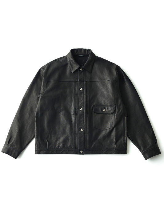 PATINA HORSE-HIDE RIVETED JACKET - PATINA BLACK