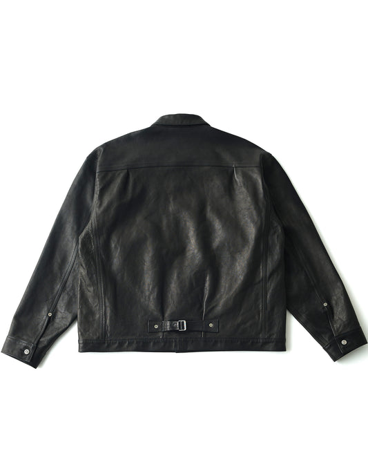 PATINA HORSE-HIDE RIVETED JACKET - PATINA BLACK