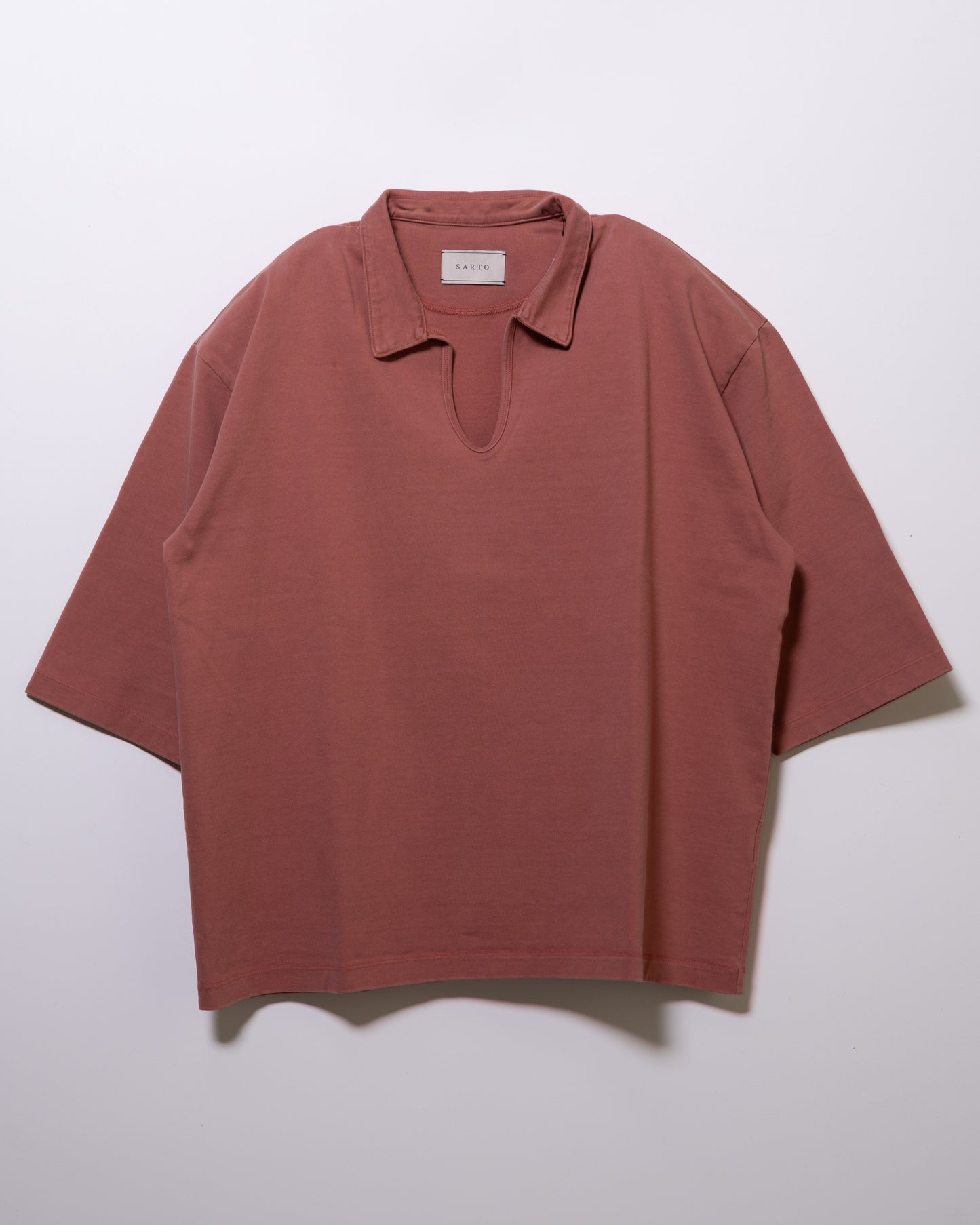 PLATING JERSEY SKIPPER T-SHIRT - CORAL RED