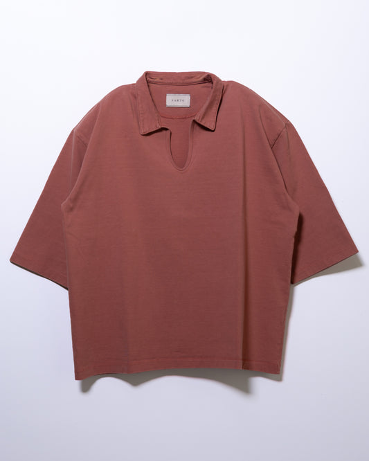 PLATING JERSEY SKIPPER T-SHIRT - CORAL RED