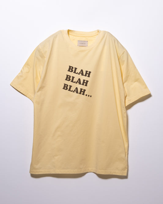 60 ROYAL COTTON CROSS JERSEY "BLAH BLAH BLAH..." PRINT T-SHIRT - CREAM YELLOW
