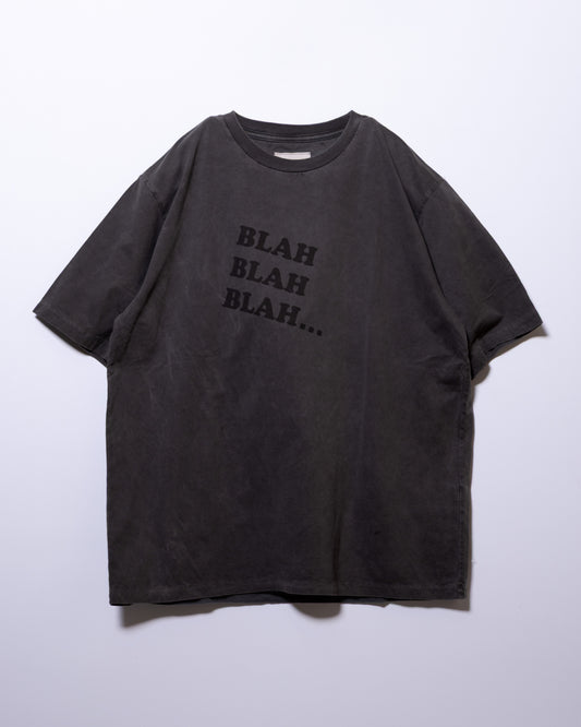 60 ROYAL COTTON CROSS JERSEY "BLAH BLAH BLAH..." PRINT T-SHIRT - SMOKE BLACK
