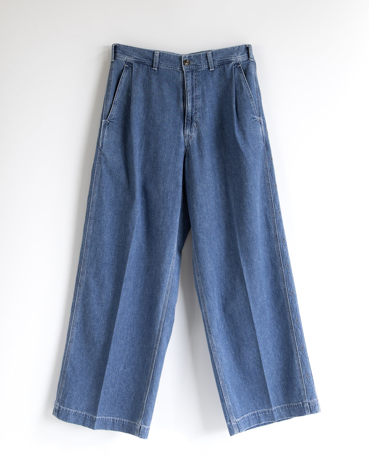 8.5oz SIDE PANEL EMBROIDERED PANTS - INDIGO