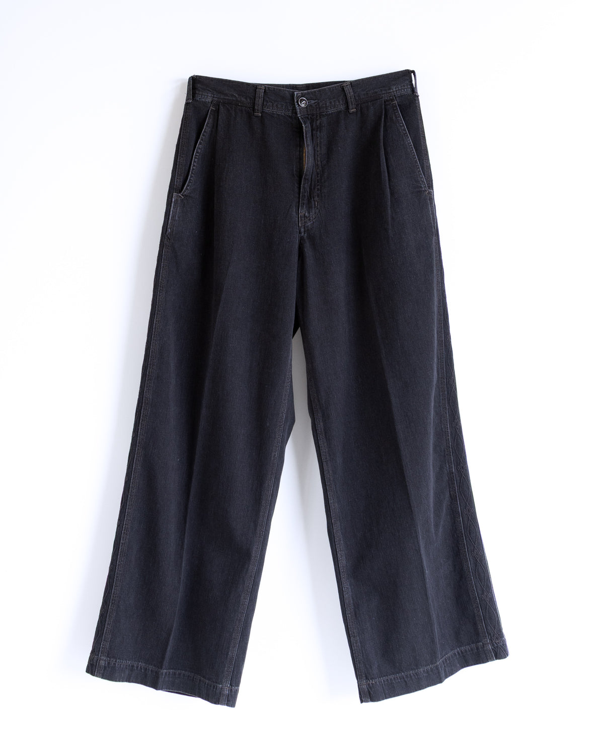 8.5oz SIDE PANEL EMBROIDERED PANTS - BLACK