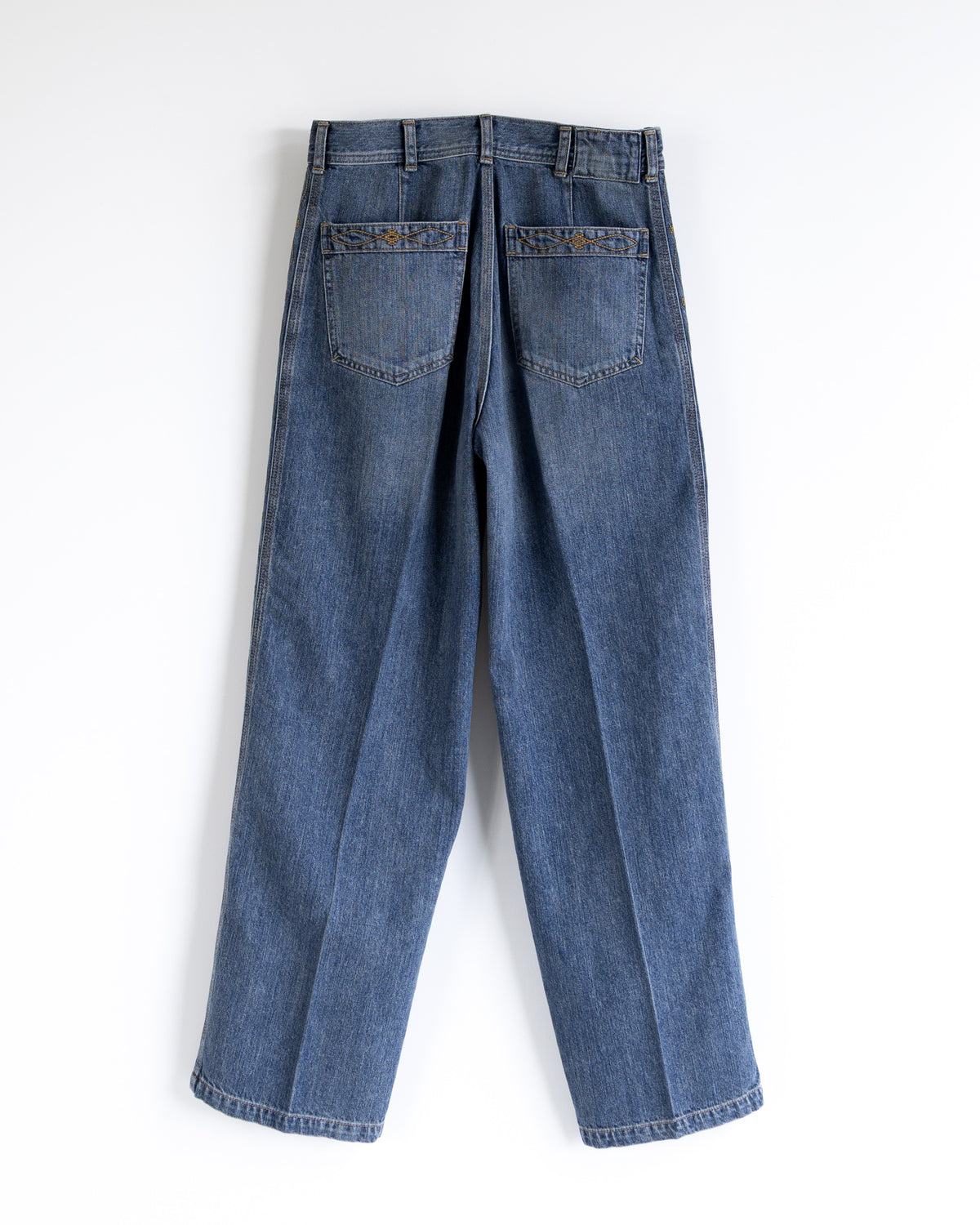 DENIM EMBROIDERY SIDE PANEL TROUSERS - WASHED INDIGO