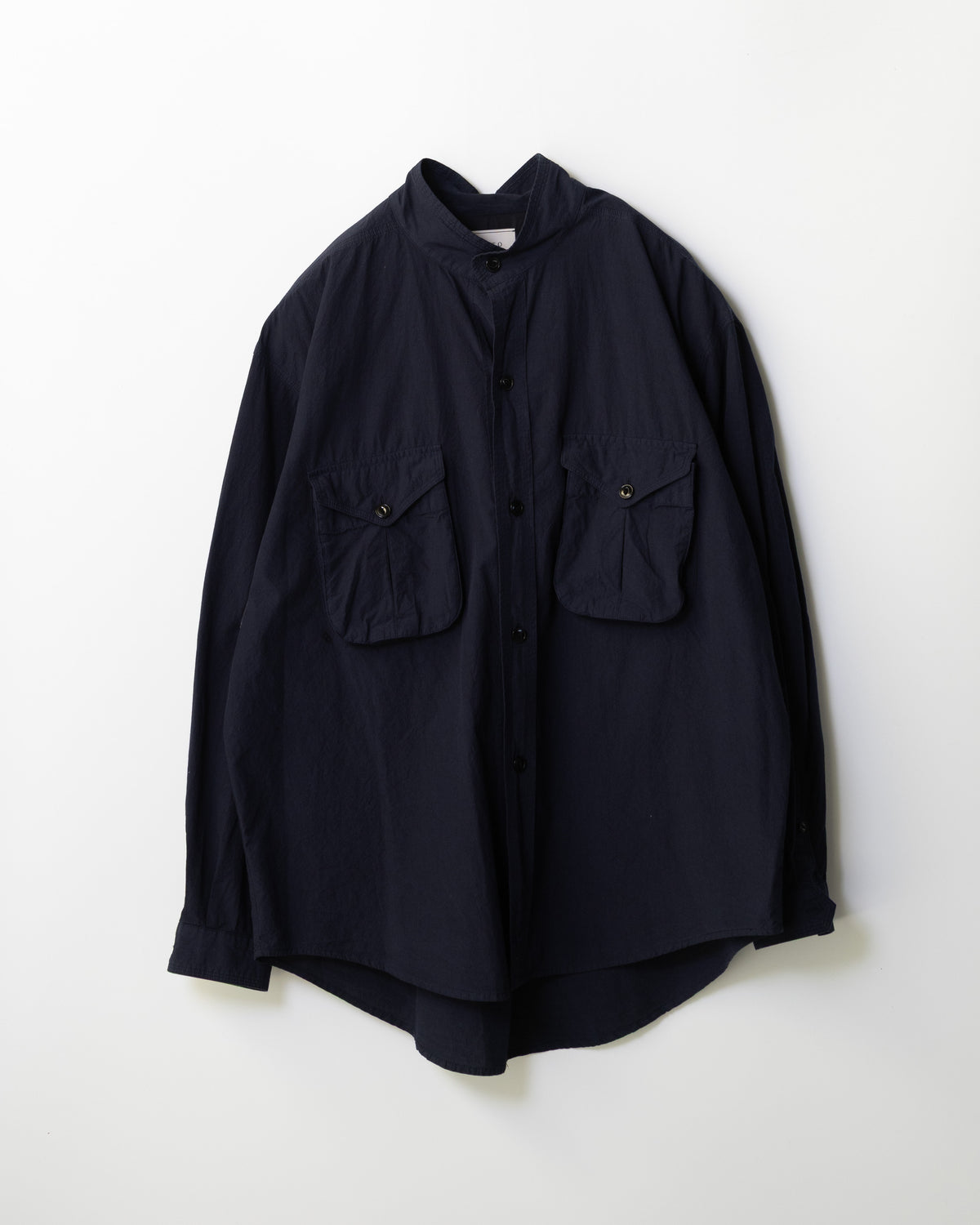 HIGH DENSITY DYED STAND COLLAR SHIRT - JET NAVY