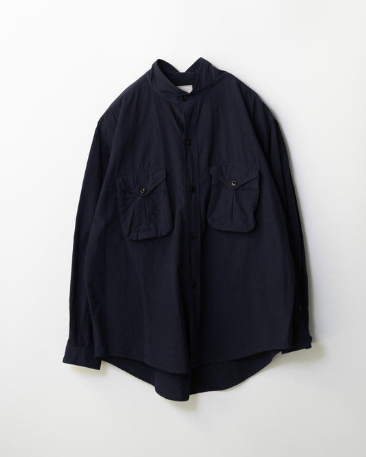HIGH DENSITY DYED STAND COLLAR SHIRT - JET NAVY