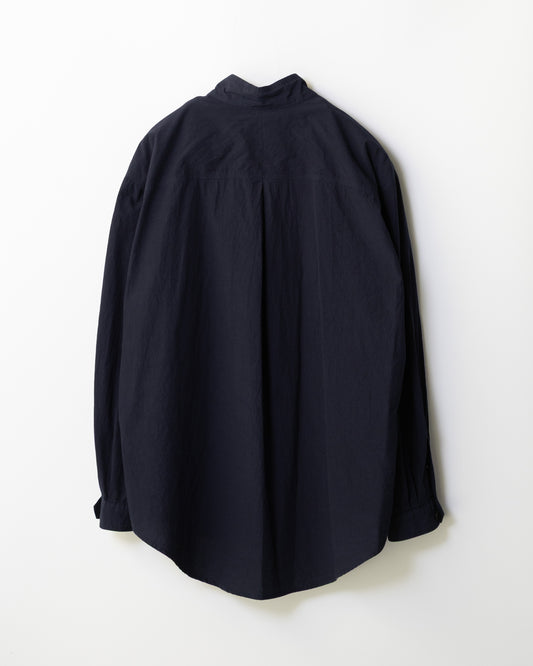 HIGH DENSITY DYED STAND COLLAR SHIRT - JET NAVY