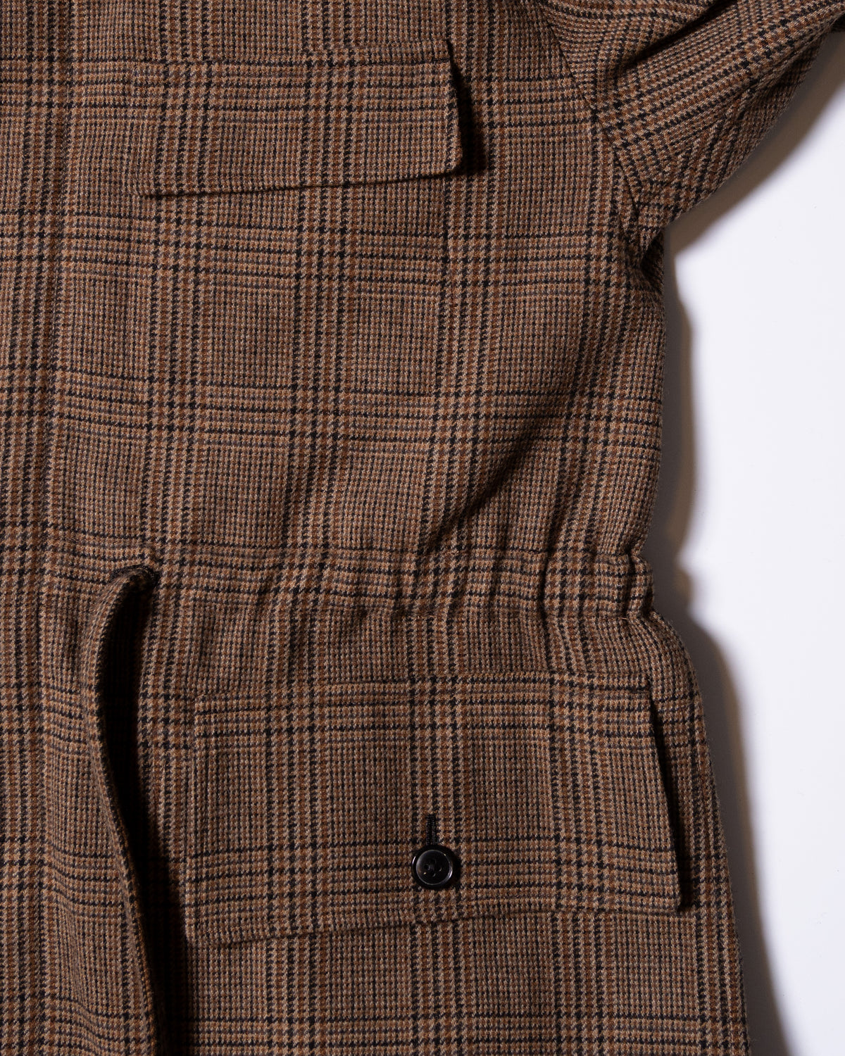 MASTER SHILD COTTON GABADINE / WO/NY TWEED REVERSIBLE HUNTING COAT - BLACK/BROWN CHECK