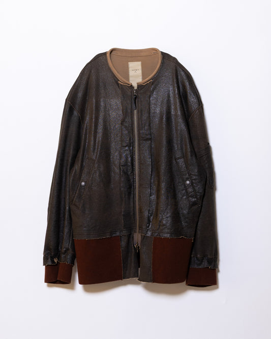 CRACK TERRY MILITARY BLOUSON - BROWN