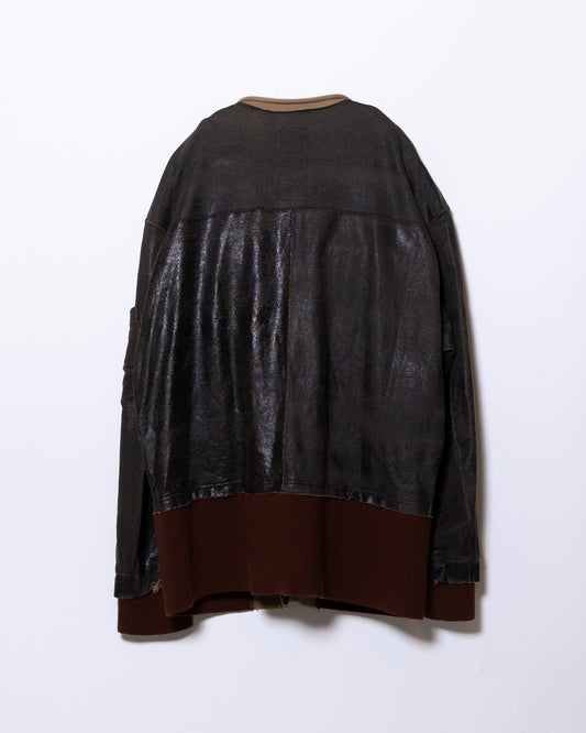 CRACK TERRY MILITARY BLOUSON - BROWN