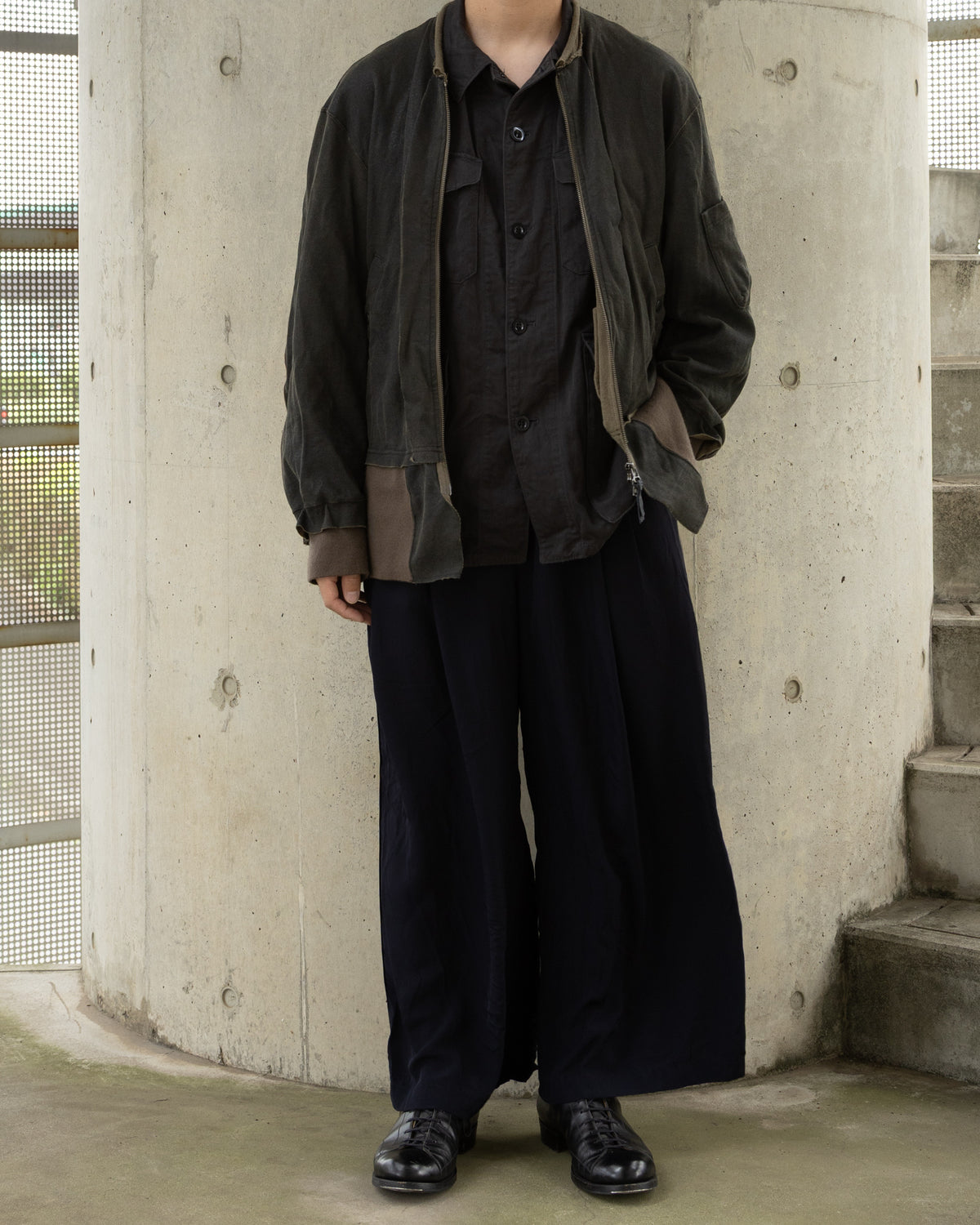 CRACK TERRY MILITARY BLOUSON - OLIVE DRAB