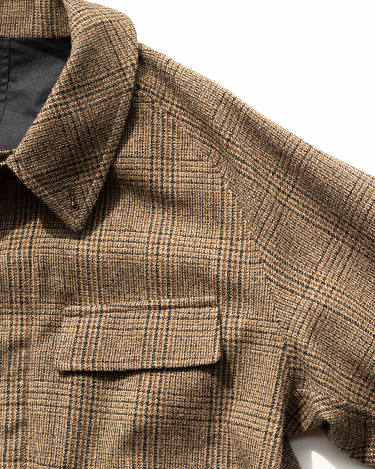 MASTER SHILD COTTON GABADINE / WO/NY TWEED REVERSIBLE HUNTING COAT - BLACK/BROWN CHECK