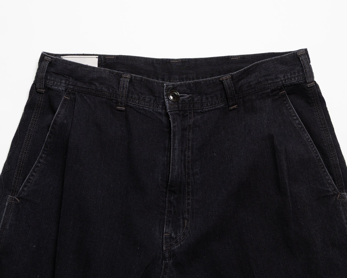 8.5oz SIDE PANEL EMBROIDERED PANTS - BLACK