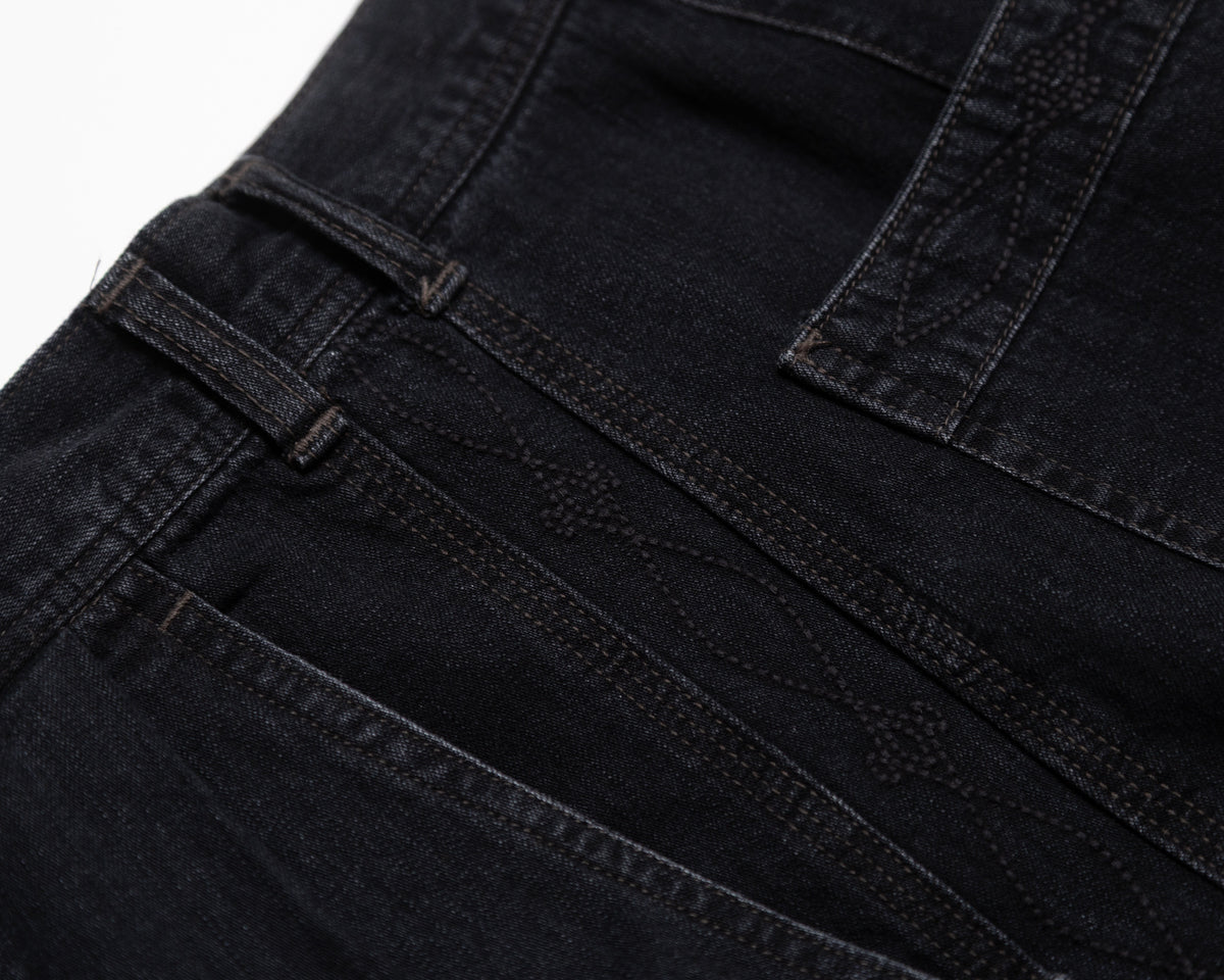 8.5oz SIDE PANEL EMBROIDERED PANTS - BLACK