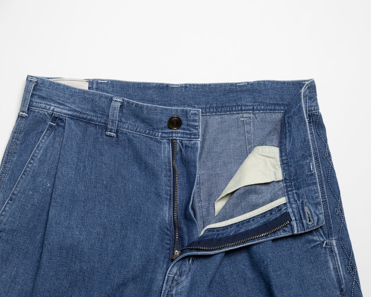 8.5oz SIDE PANEL EMBROIDERED PANTS - INDIGO