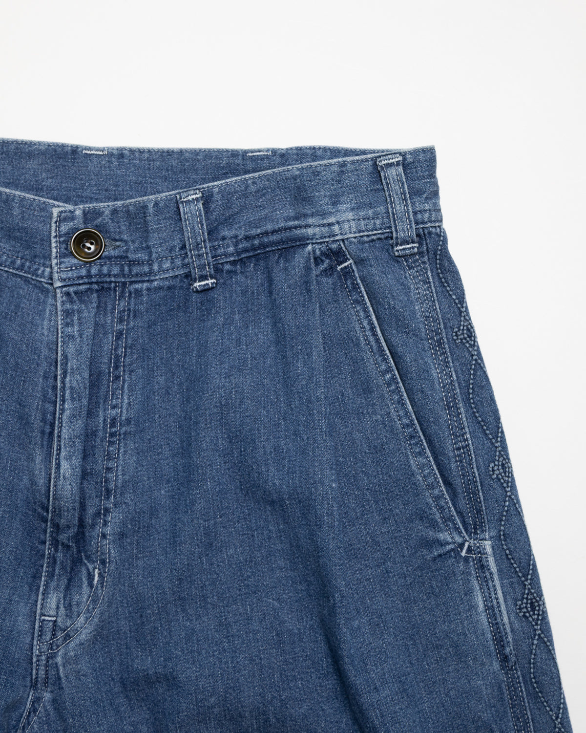 8.5oz SIDE PANEL EMBROIDERED PANTS - INDIGO