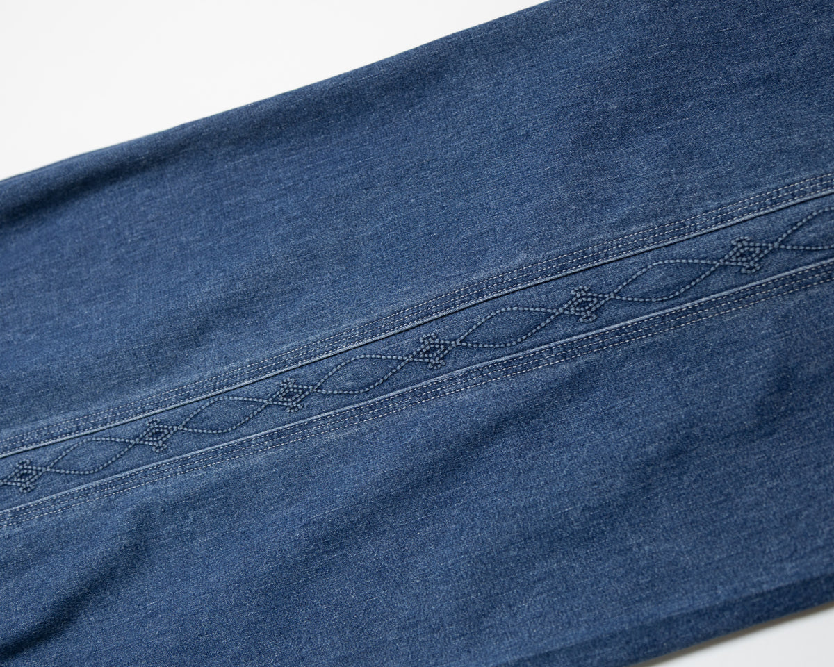 8.5oz SIDE PANEL EMBROIDERED PANTS - INDIGO