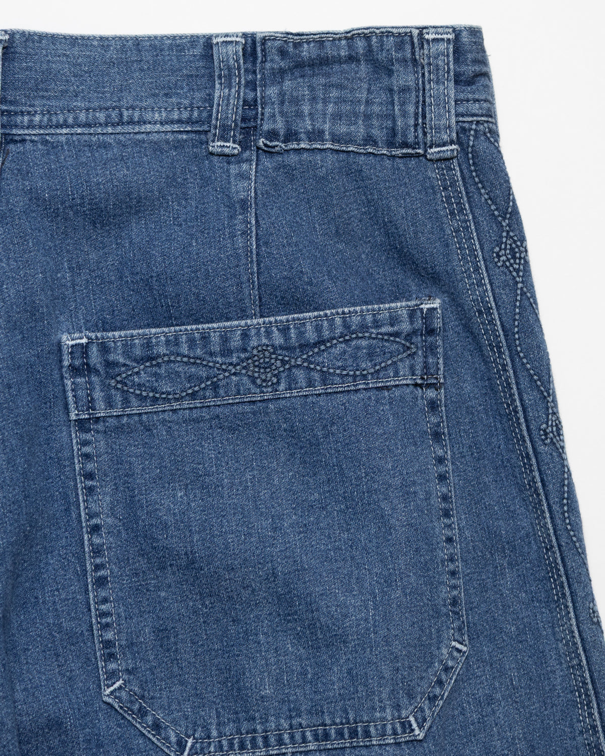 8.5oz SIDE PANEL EMBROIDERED PANTS - INDIGO