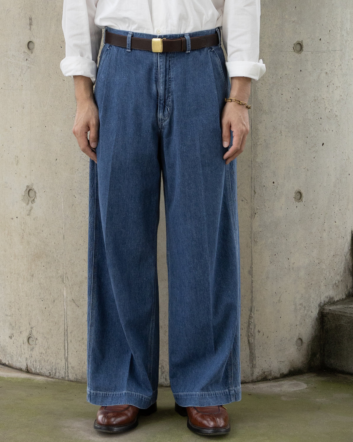 8.5oz SIDE PANEL EMBROIDERED PANTS - INDIGO