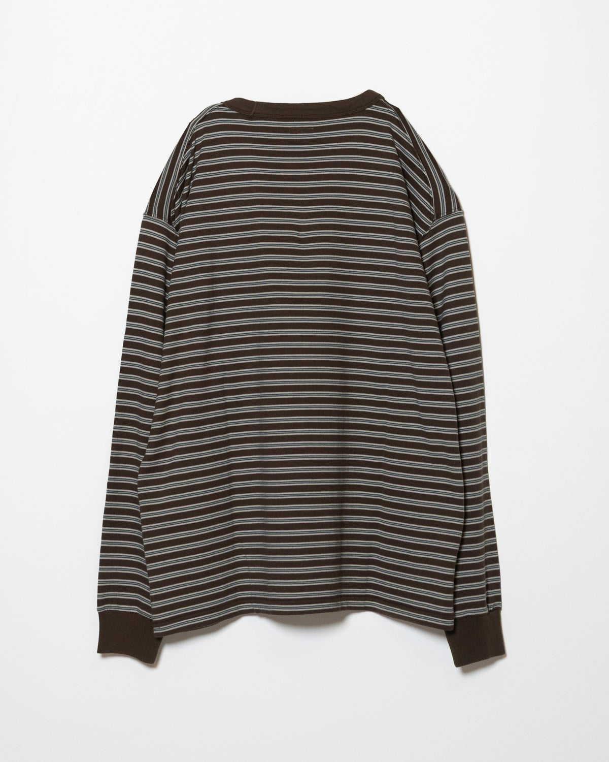 BORDER LONG SLEEVE TOP - STONE BROWN×GREEN