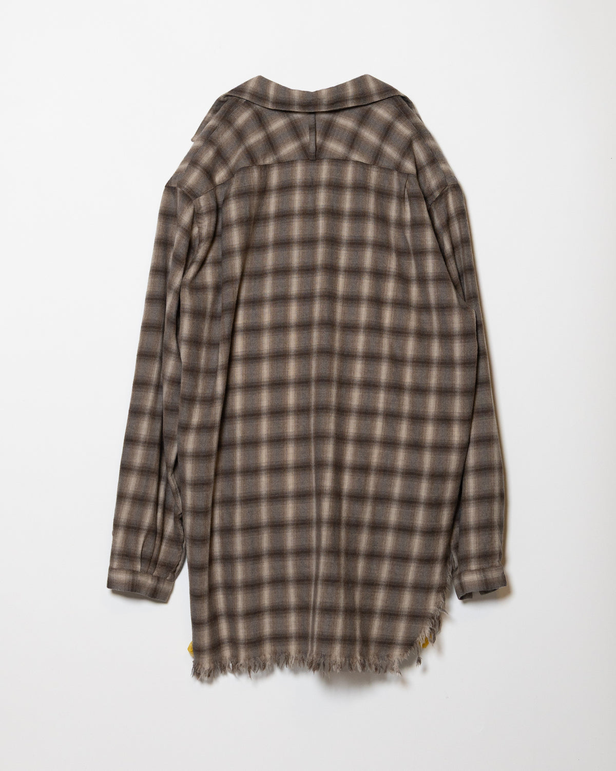 WOOL OMBRE CHECK LONG SKIPPER SHIRT - IVORY x BROWN