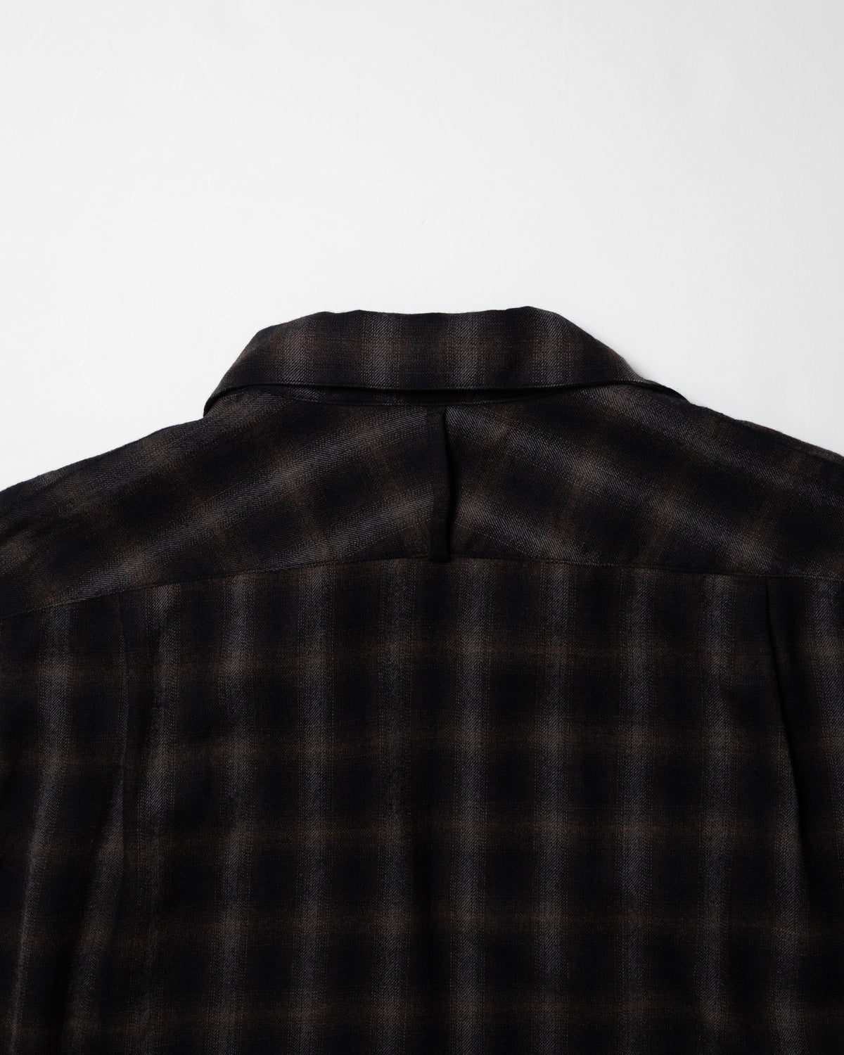 WOOL OMBRE CHECK LONG SKIPPER SHIRT - BLACK x DARK BROWN