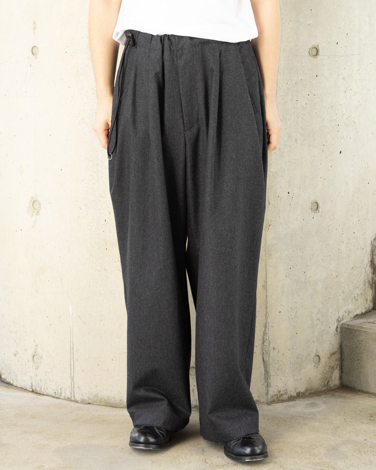 WOOL CASHMERE POPLIN MELTON NO-BRAINER PANTS - CHARCOAL