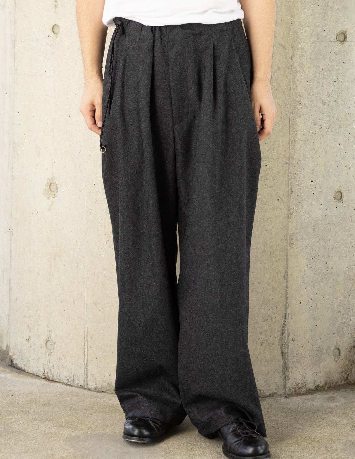 WOOL CASHMERE POPLIN MELTON NO-BRAINER PANTS - CHARCOAL