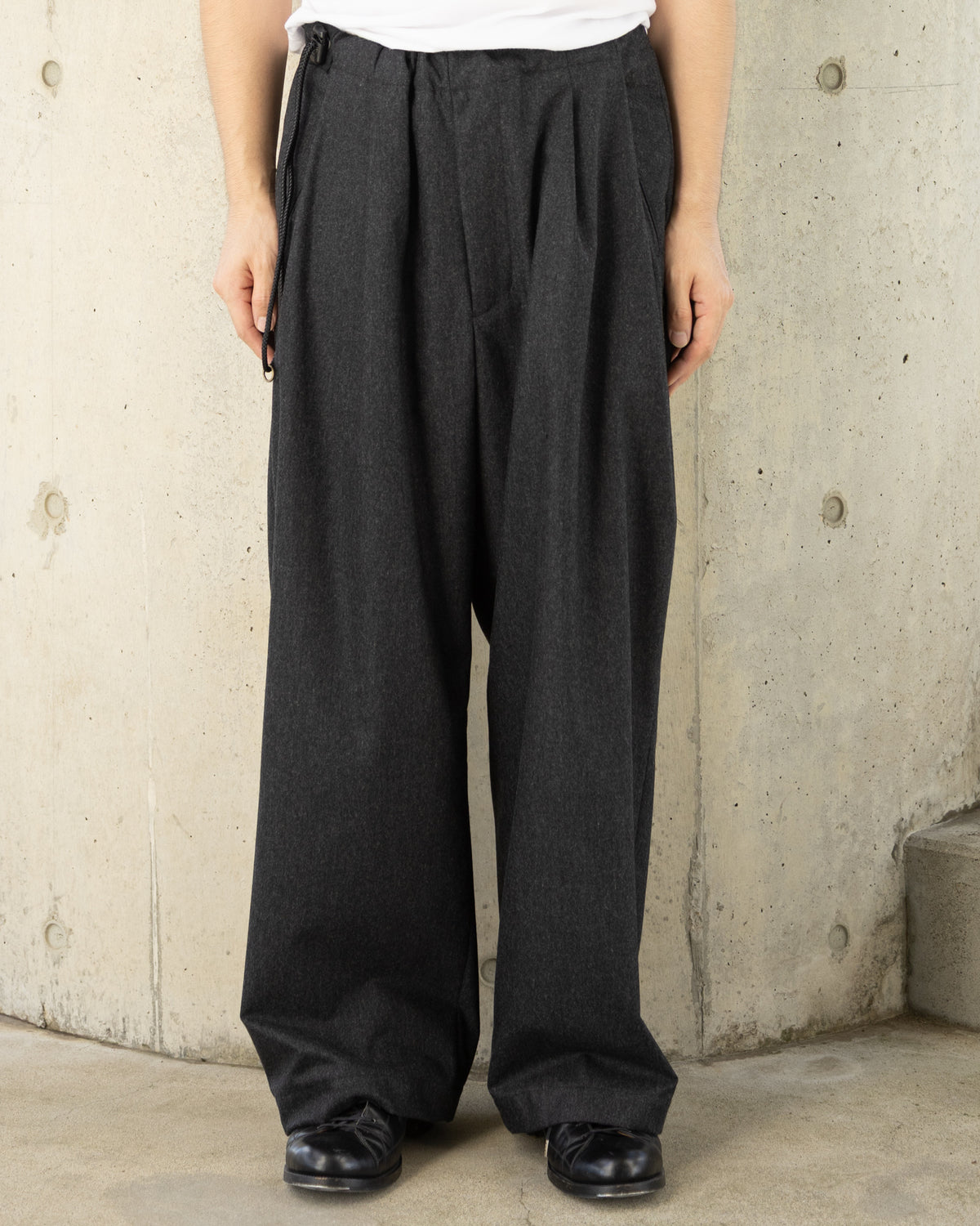 WOOL CASHMERE POPLIN MELTON NO-BRAINER PANTS - CHARCOAL