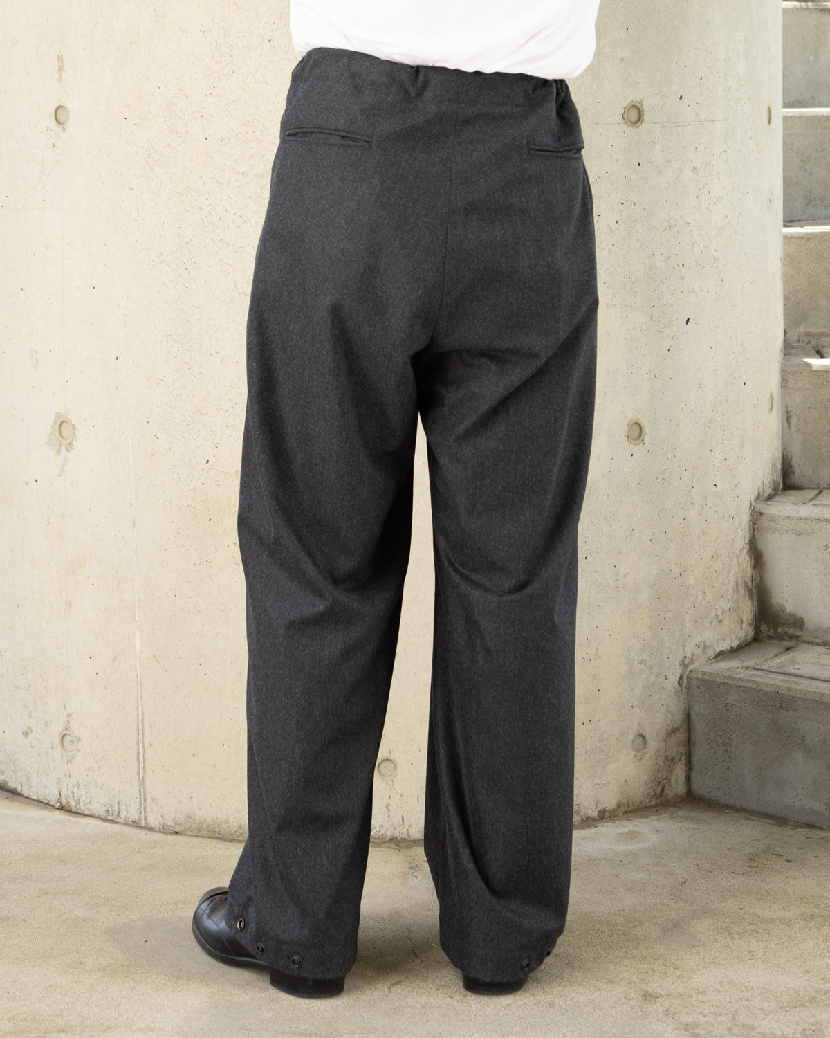 WOOL CASHMERE POPLIN MELTON NO-BRAINER PANTS - CHARCOAL