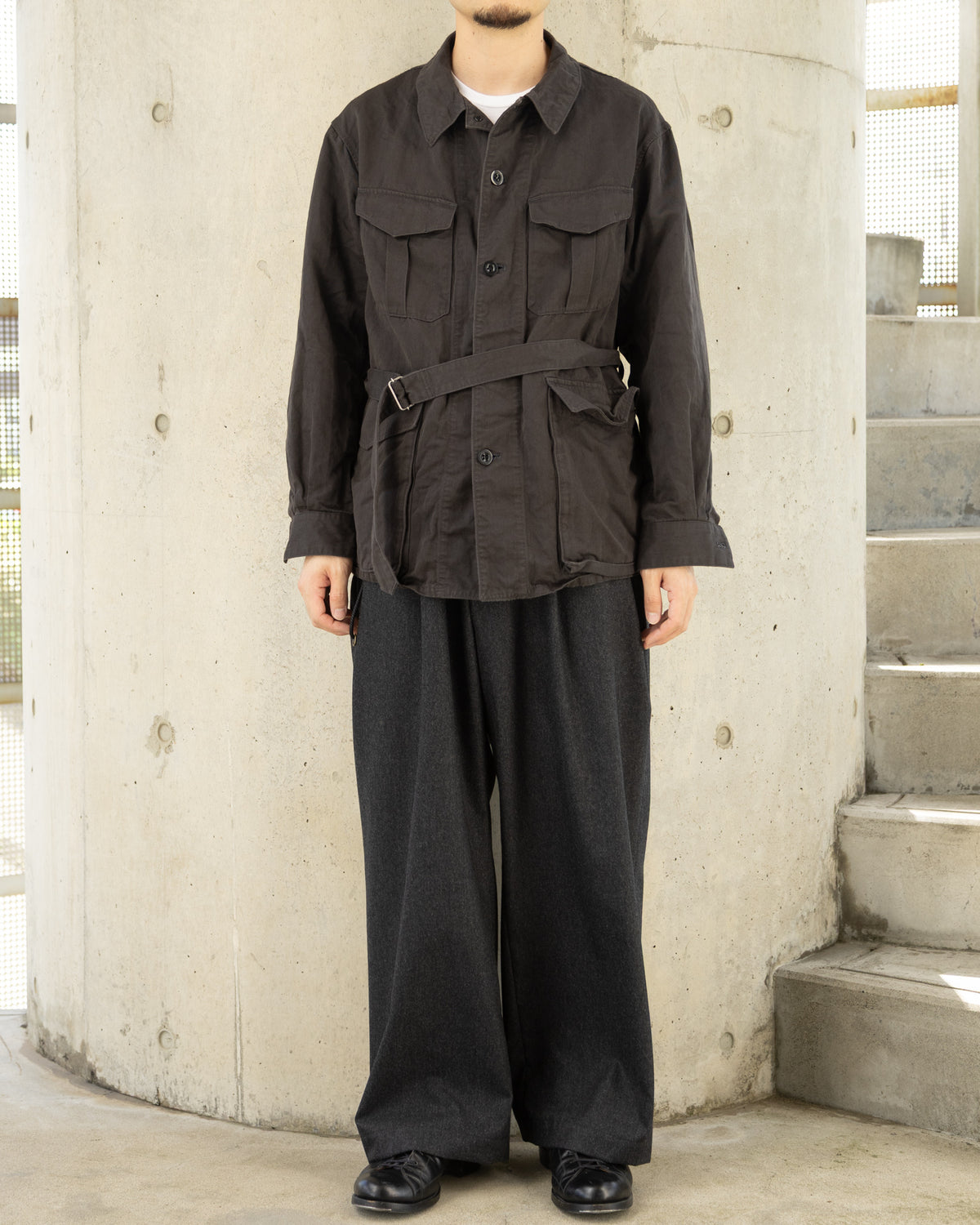WOOL CASHMERE POPLIN MELTON NO-BRAINER PANTS - CHARCOAL