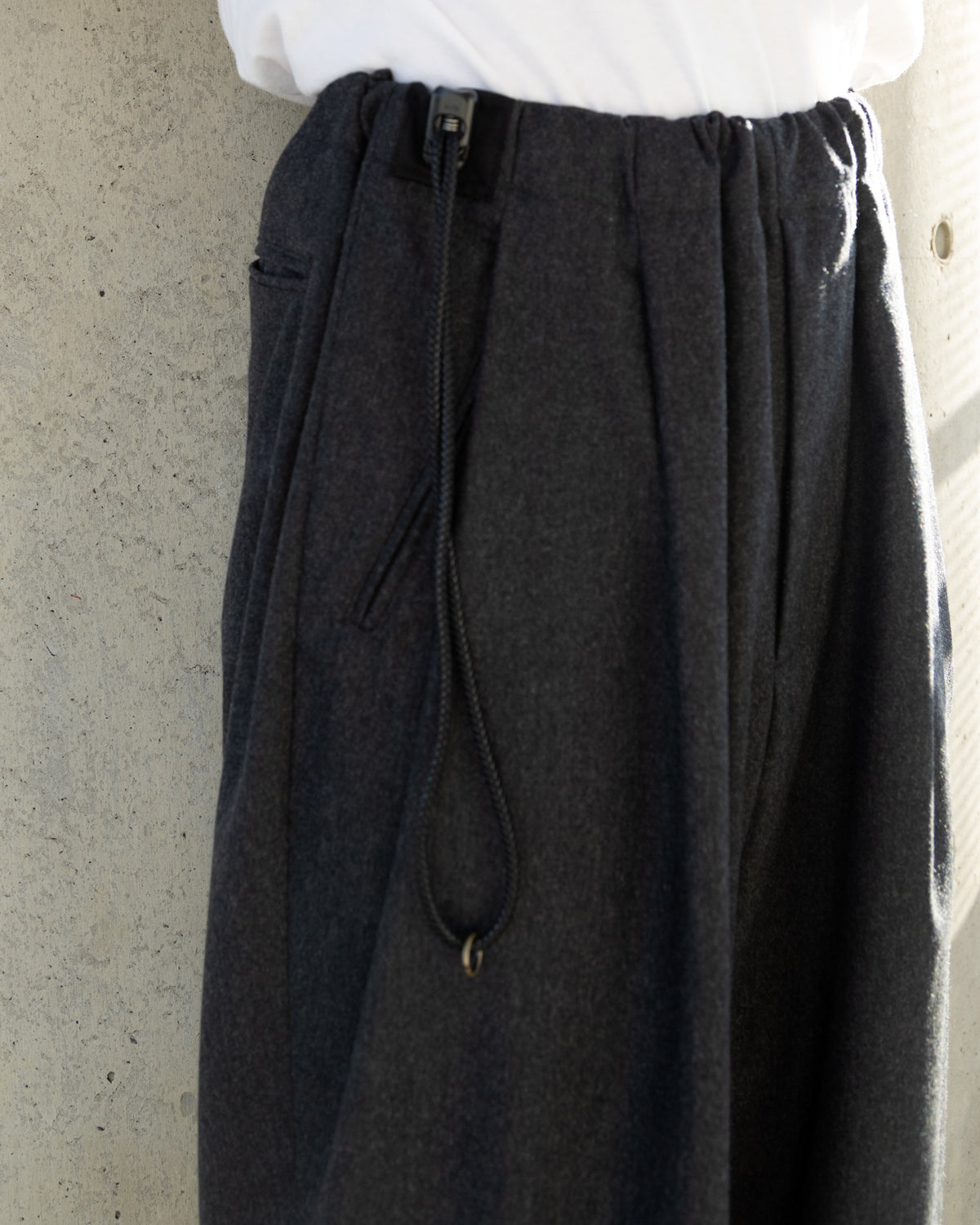 WOOL CASHMERE POPLIN MELTON NO-BRAINER PANTS - CHARCOAL