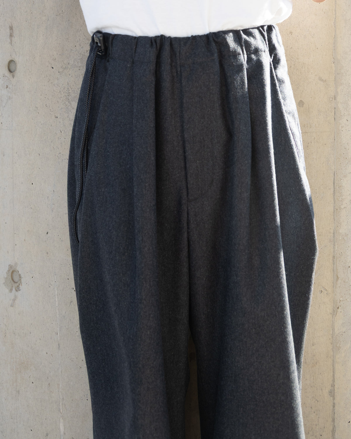 WOOL CASHMERE POPLIN MELTON NO-BRAINER PANTS - CHARCOAL