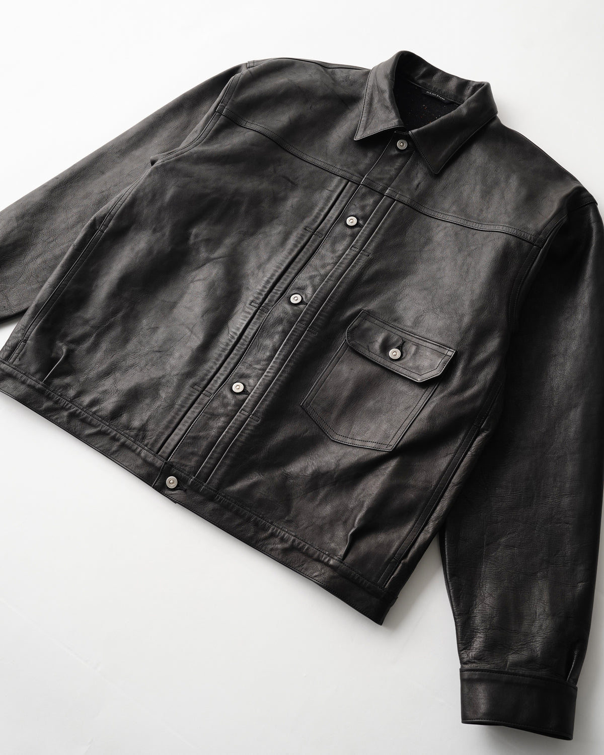 PATINA HORSE-HIDE RIVETED JACKET - PATINA BLACK