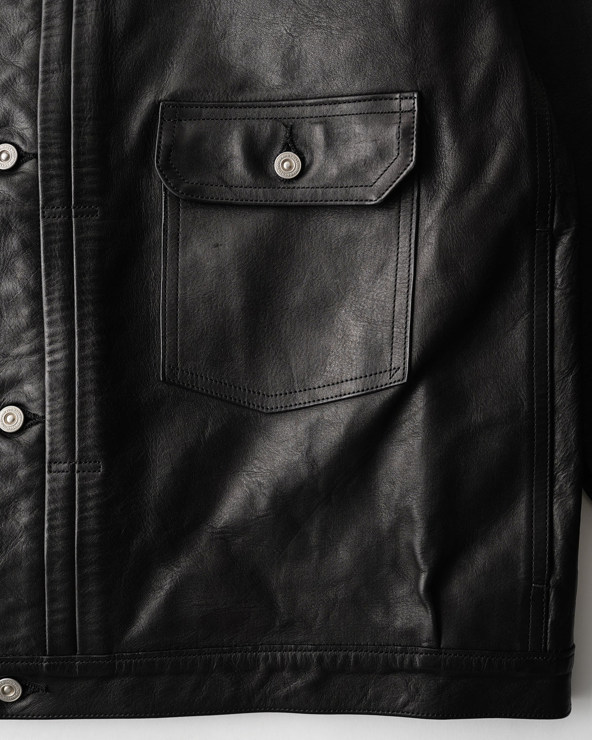 PATINA HORSE-HIDE RIVETED JACKET - PATINA BLACK