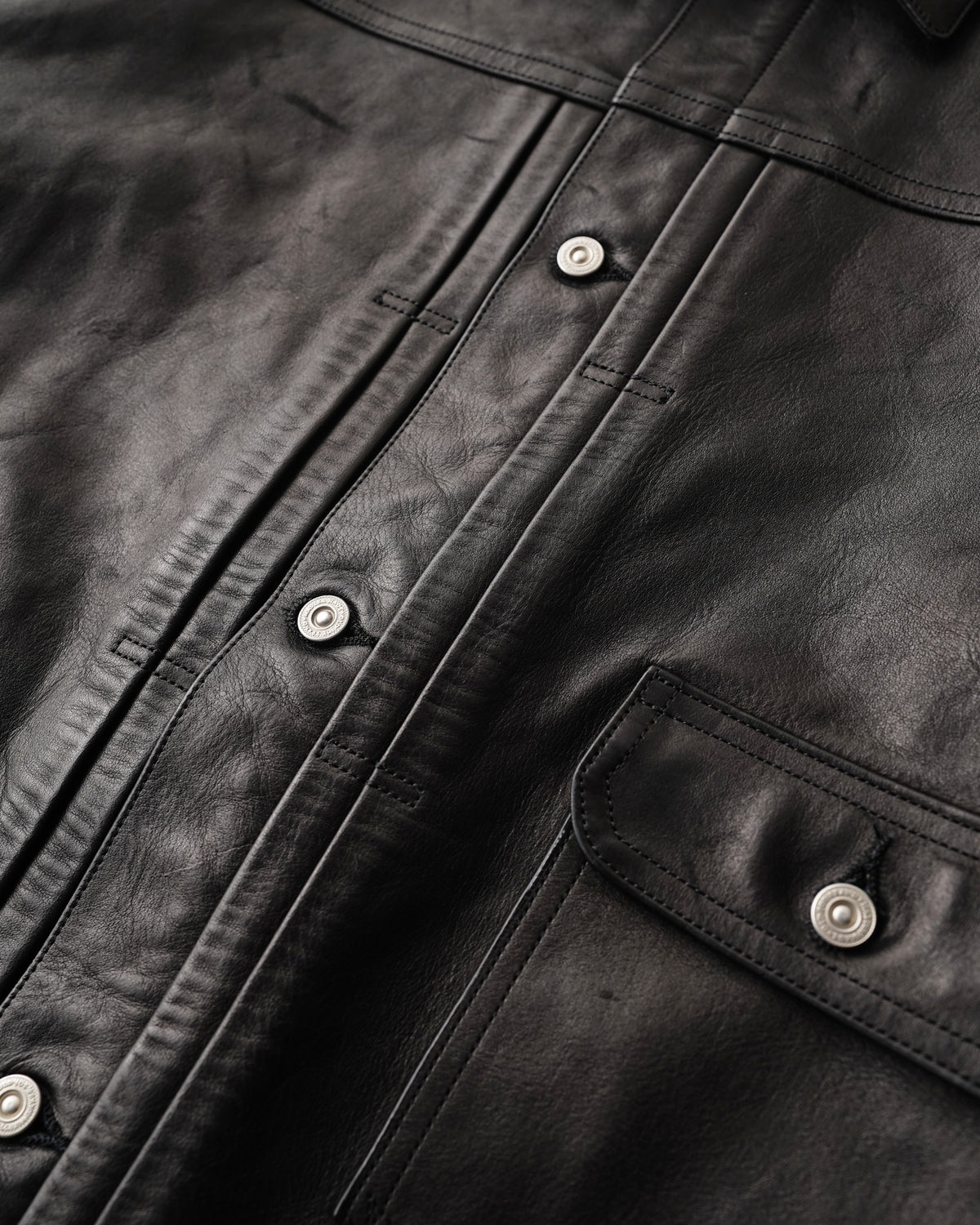PATINA HORSE-HIDE RIVETED JACKET - PATINA BLACK