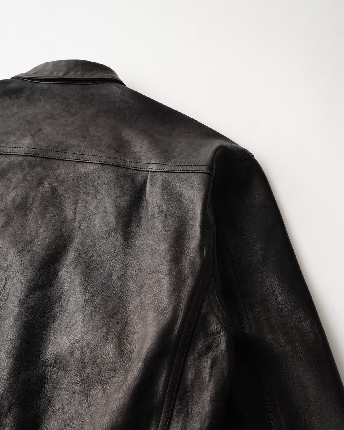 PATINA HORSE-HIDE RIVETED JACKET - PATINA BLACK